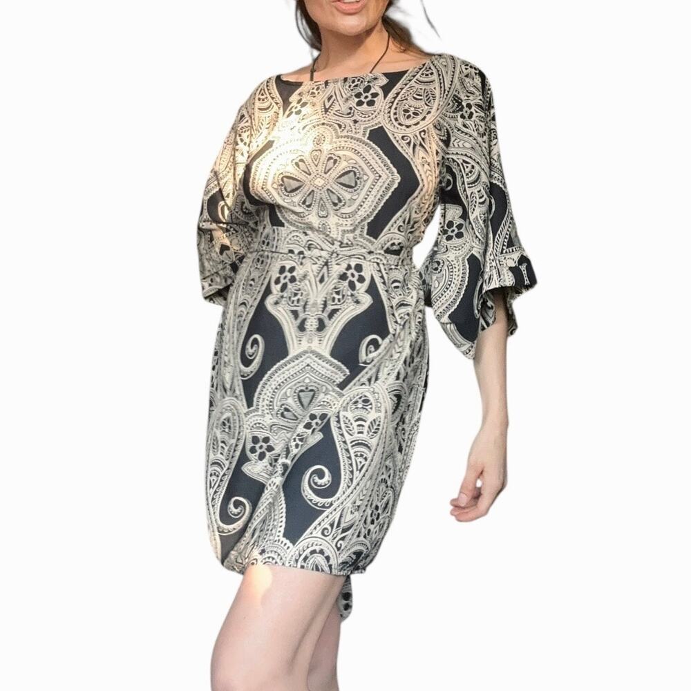 Ark & Co womens small black & white bohemian shift dress - Picture 5 of 11